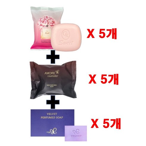 헤라 비누 5개+헤라 벨벳 5개+헤라 GK 스위트 5개(각 5개씩*3종류=총 15개), 70g, 15개