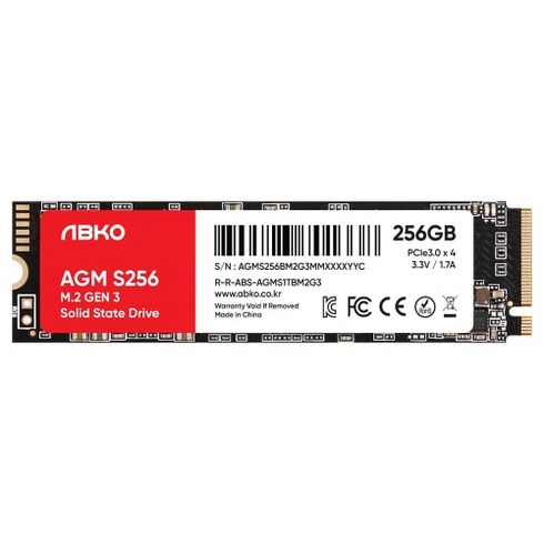 ssd256gb - 앱코 AGM M.2 NVMe S256 내장형 SSD, ABKOAGMS256GM2G3, 256GB