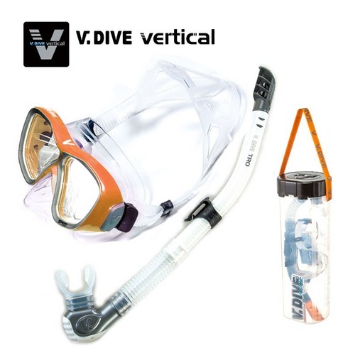 프리 다이빙 스노쿨링 고글 마스크 근시 스쿠버 장비, TC202OR마스크+드라이튜브+버킷오렌지