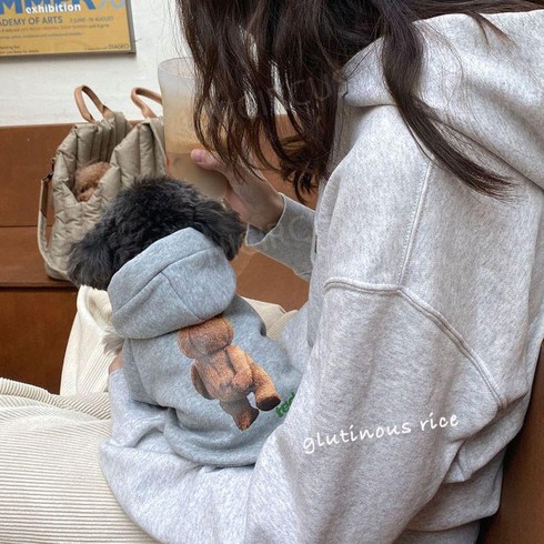 강아지 후드 고양이 티셔츠 의류 일체형 올인원, 회색
