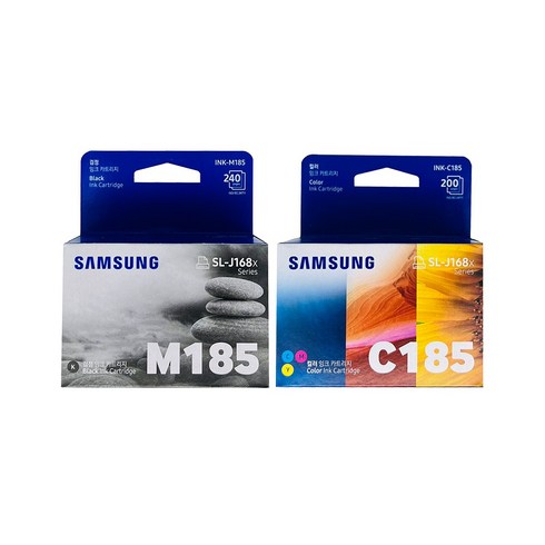 2023년 가성비 최고 SL-J1785W - 삼성 정품잉크 INK-M185 INK-C185 SL-J1680 SL-J1683 SL-J1685 SL-J1780DW SL-J1780W SL-J1785W, INK-185 세트/정품, 1세트