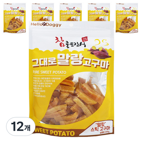 참좋은간식 강아지 그대로 말랑 고구마 스틱, 고구마맛, 250g, 12개