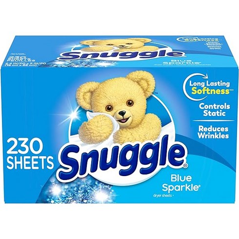 Snuggle 스너글 드라이 시트 230개입 (2팩) Blue Sparkle 블루 스파클 향, 2개, 230매