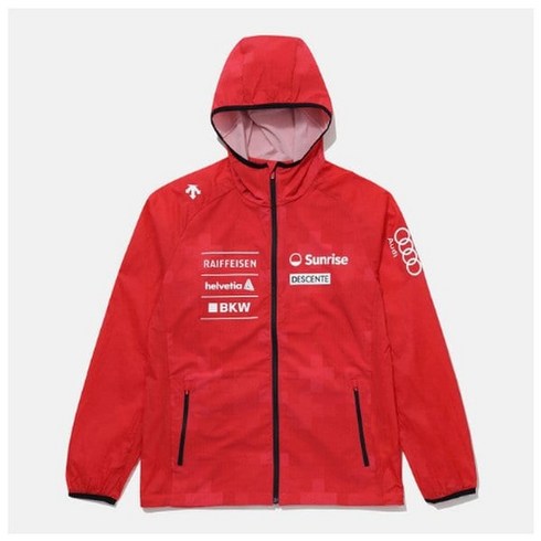 데상트 SWISS SKI 인스파이어드 바람막이 자켓 SP221EWB59RED123714