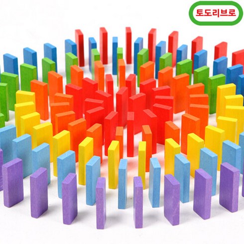 [토도리브로] 무지개 원목도미노 리필용 100pcs, 노랑100pcs