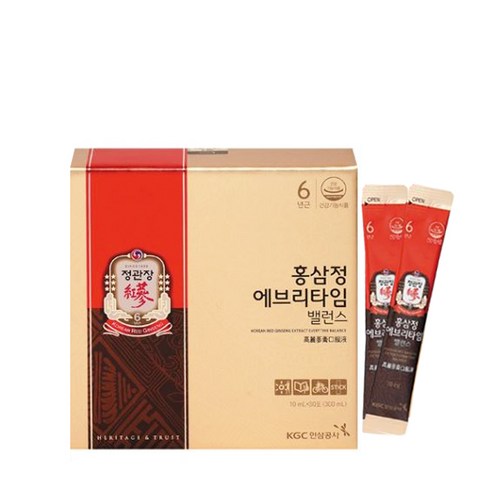 2023년 가성비 최고 한국인삼공사 정관장 홍삼정 에브리타임 밸런스 10ml x 30개입 - 정관장 홍삼정 에브리타임 밸런스 30개입/ 1박스, 300ml, 1개