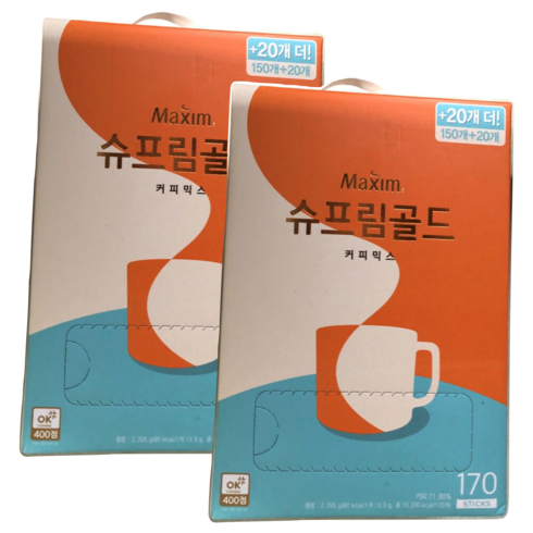 맥심 슈프림 골드 커피믹스, 13.5g, 170개입, 2개