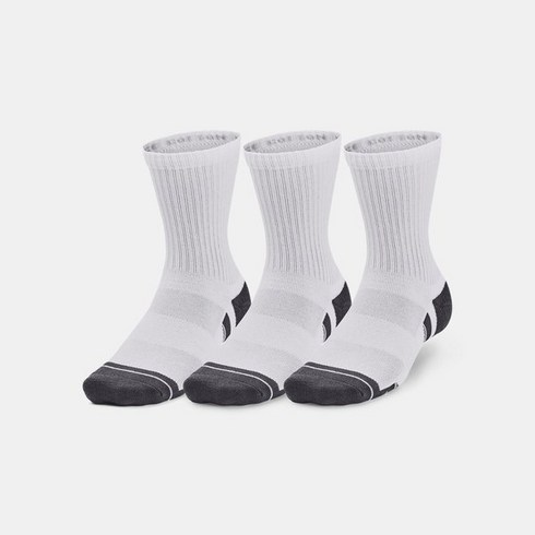 언더아머 1379530 유니섹스 UA 퍼포먼스 코튼 3팩 미드 크루 삭스 양말, XL(31cm-34cm)