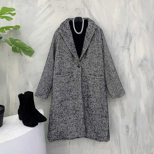 2023년 가성비 최고 누빔코트 - [행복여] 루블 누빔 안감 헤링본 모직 코트