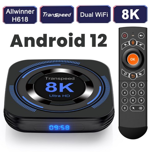 TV수신카드 Transpeed 듀얼 와이파이 쿼드 코어 Cortex A53 지원 셋톱 박스 안드로이드 12 올위너 H618 8K 비디오 4K BT 음성 미디어 플레이어, 없음, 31.Au 플러그 - 16G