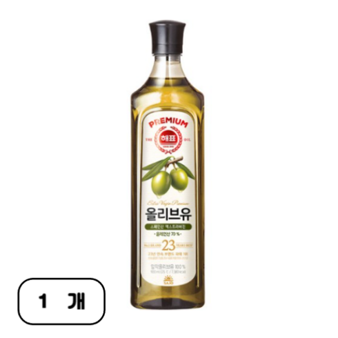 해표 압착 올리브유, 900ml, 1개