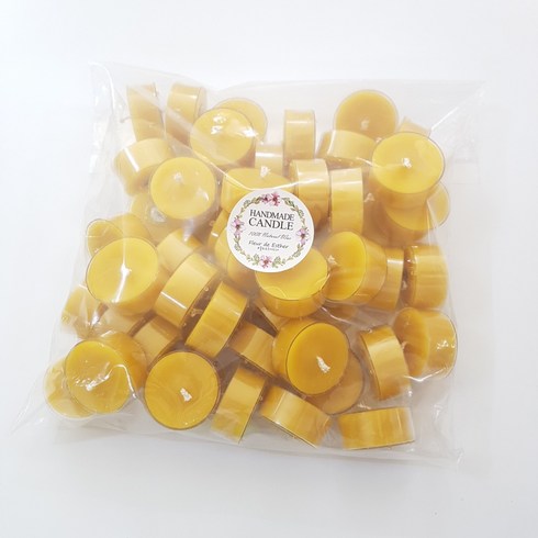 플뢰르드에스더 100% 천연밀랍초 프로폴리스 꿀초 기본형 원형티라이트 캔들 50개입 세트, 50개