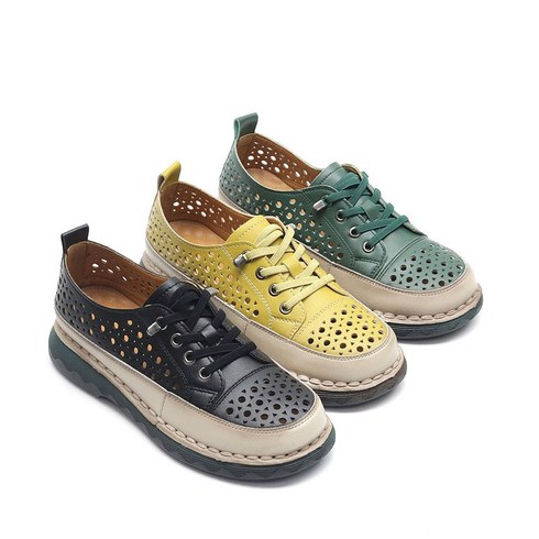 런슈즈 여성 천연소가죽 여름 펀칭 쿠션 로퍼 발편한 여자 스니커즈 로퍼