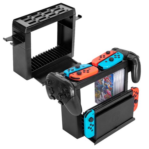 닌텐도 스위치 OLED 거치대 올인원 독 프로콘 정리 스탠드, 올인원 거치 스탠드(블랙), 1개