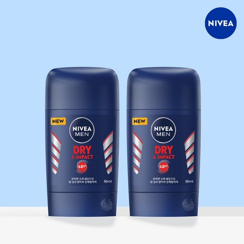 gbh데오스틱 - 니베아 맨 데오드란트 스틱 드라이 앤 임팩트 데오드란트, 50ml, 2개