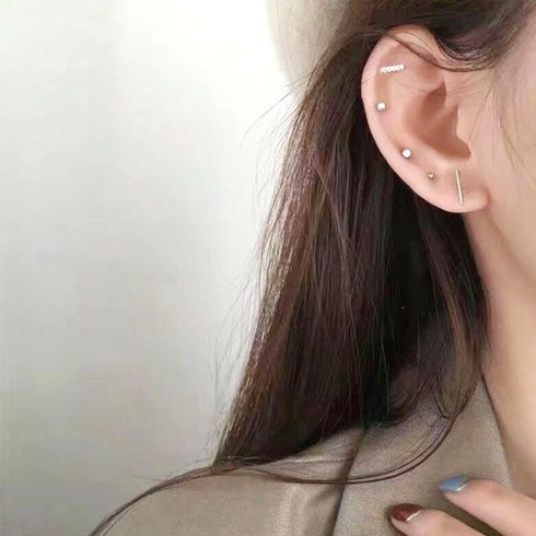 라랄라 모던이어링 + 포인트하트귀걸이 세트 (16pcs) 귀여운 여성스런 스타일 데이트 알러지방지 이어링 깔끔 실버 골드
