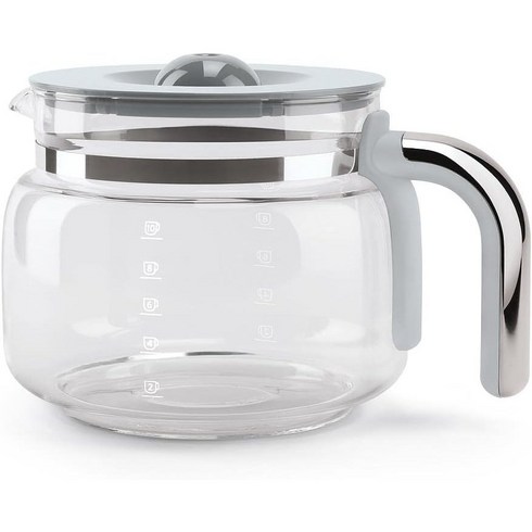 Smeg DCGC01 Replacement 10 Cup Coffee Pot - Glass Coffee Carafe for DCF02 Drip Coffee Maker Machine, 1, Gray and Chrome