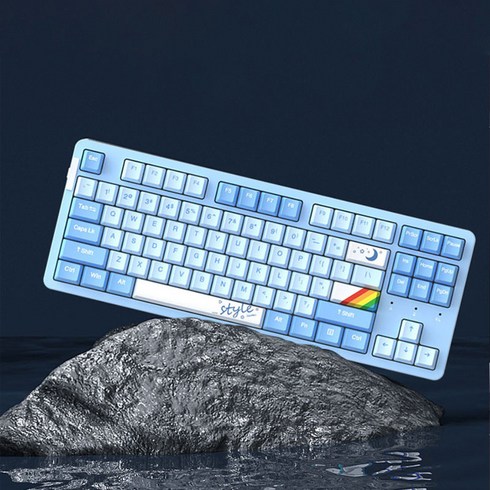 [SMTONE] 다얼유dareu A87pro 3모드객제화기계키보드 gaske구조 PBT 키캡 87키 RGB, 하늘축V3, 블루, 텐키리스