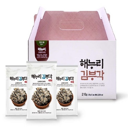 해누리김부각 [남원김부각] 해누리 전통맛 수제 찹쌀 김부각 3봉 선물세트, 1