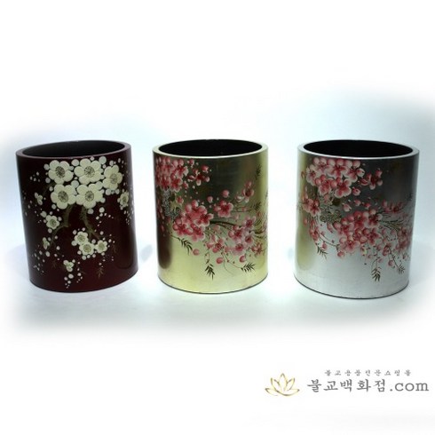 오방기통 중 - 높이25cm 나무말통, 은매화