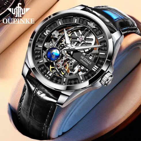 OUPINKE 정품 남성용 시계 방수 캘린더 프리미엄 패션 오토매틱 야광 시계 남자 시계 명품 시계