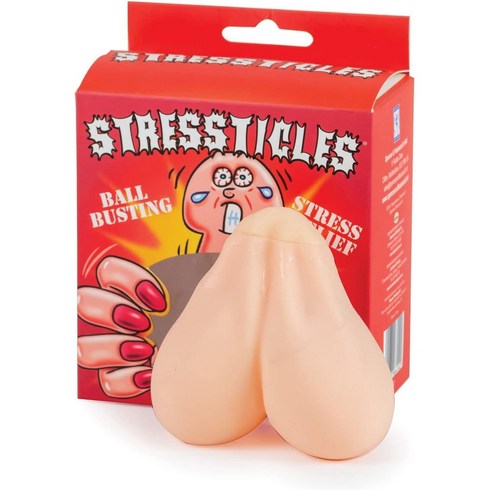 Stressticles - 고환 모양의 스트레스 볼 - 볼 파열 스트레스 완화 티배거 볼 자루 Stressticles - Testicle Shaped Stress Balls - Ball Busting Stress Relief Teabagger Ball Sack, 1, No option