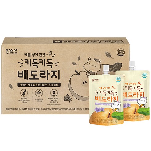 함소아 키득키득 배도라지 주스 100ml, 홍삼+배+도라지 혼합맛, 10개