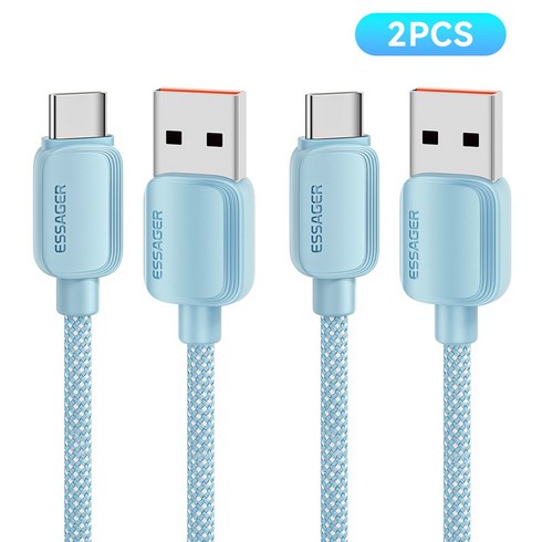 Essager USB C타입 100W 고속 충전 케이블 iphone 16 충전 지원, 2개, 블루, 1m