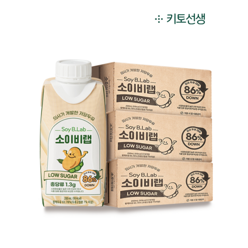 [당일발송] 키토선생 소이비랩 저당 두유 200ml x 18개입 (설탕무첨가 무가당), 54개