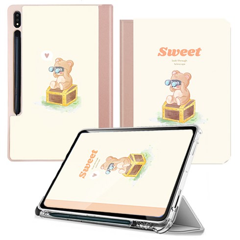 TaVely 갤럭시탭S8+ S7+ S7 FE S8 S7 플러스 S펜수납 케이스, SWEET 펜수납[백폴더]