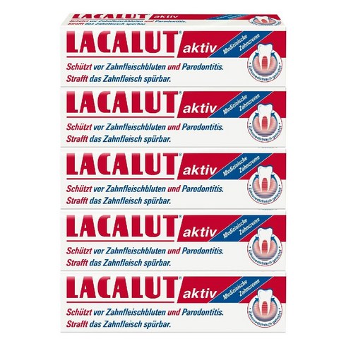 라카루트치약 - LACALUT ACTIVE TOOTHPASTE 100ml 치약 잇몸의 즉각적인 타이트닝 및 퍼밍 효과적인 치아 관리 잇몸 1 x, 100ml (5 개 들이), 5개