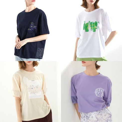 부르다문 아트웍티블라우스3종 - ELFREN 아트웍 티 블라우스 4종(1세트) 썸머 여름 티셔츠 반팔티