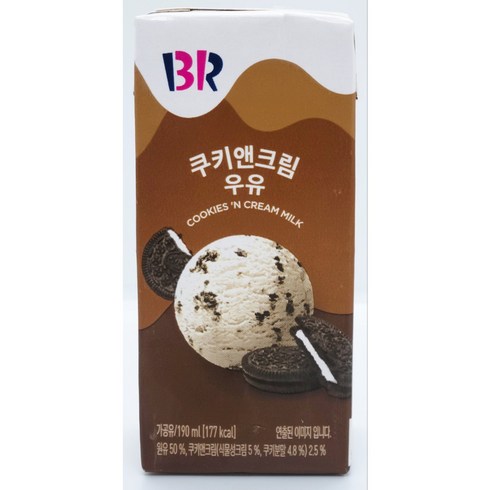 배스킨라빈스 쿠키앤크림 우유, 12개, 190ml