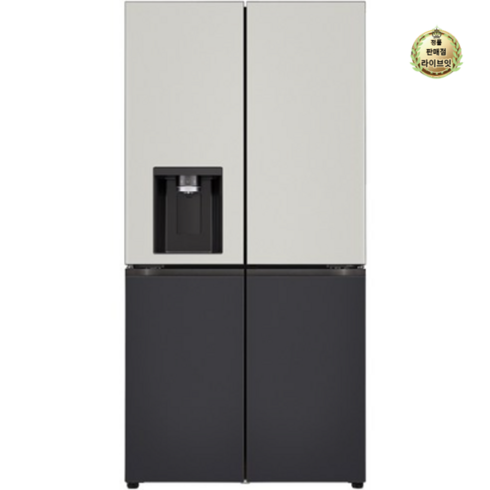 2023년 가성비 최고 lg냉장고 5도어 매직 스페이스 - [색상선택형] LG전자 오브제 디오스 4도어 매직스페이스 얼음정수기 냉장고 메탈 W824MGB172S 방문설치, 그레이(상단) + 블랙(하단)
