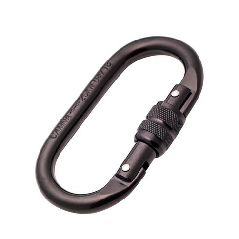 2023년 가성비 최고 타원형고리 - 강철 Carabiner O 모양 버클 열쇠 고리 클립 암벽 등반을 위한 봄 사슬 클립 걸이 나사 문 버클, 블랙, 합금강