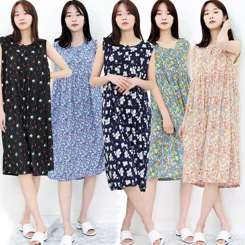 2023년 가성비 최고 여름 냉장고 쿨 파자마 끈나시 잠옷원피스 - 하랑이플 시원한 쿨 냉감 민소매원피스(FC) 여름 아이스 나시원피스 잠옷 엄마옷 홈웨어