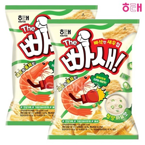 새우를 통째로 빠삭한 새우칩 THE빠새 청양마요 (사탕증정), 2개, 100g