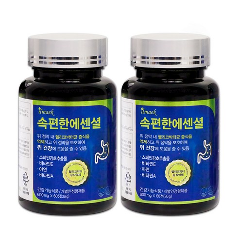 일맥 속편한에센셜2병 위건강 위에좋은 스페인감초추출물 영양제 헬리코박터균, 60정, 2개