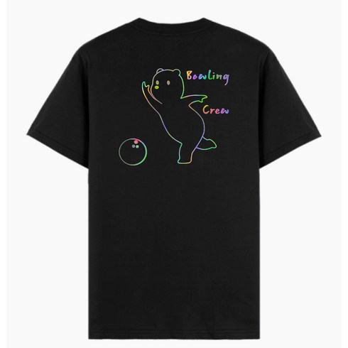 볼링크루 - 볼링 티셔츠 홀로그램 귀여운 곰돌이 볼러 볼링크루 bowling crew 메쉬 기능성 면티 단체 팀복 제작