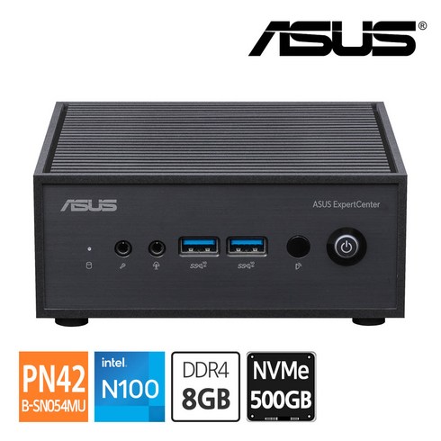 에이수스 ASUS 미니PC PN42-B-SN054MU N100 DDR4 8GB RAM / NVMe 500GB 모니터 HDMI DP Type-C 지원 듀얼랜, 단품