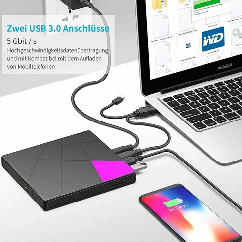 2024년 가성비 최고 lgdvd - 블루레이 플레이어 cd 외장룸 디스크 휴대용 B 3.0 D D/CD 버너 노트북 컴퓨터 슈퍼 슬림 드라이브 RW SD 카드 리더 2.0/ 1.0 과 호환 가능, 단일옵션