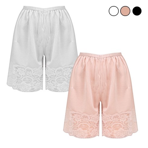 마켓콩 여성 여름 인견 레이스 속바지 2P(M~2XL 블랙 스킨 화이트) 여자 속옷 반바지