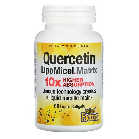 Natural Factors Quercetin LipoMicel Matrix 네추럴팩터스 퀘르세틴 리포미셀 매트릭스 60 소프트젤 X 2팩, 60정, 2개