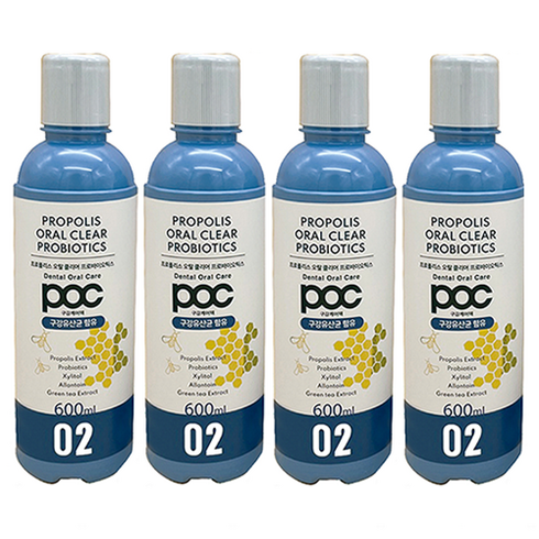 poc아스파이어 - POC Pro 프로폴리스+프로바이오틱스 오랄클리어 찌꺼기 가글 600ml, 4개