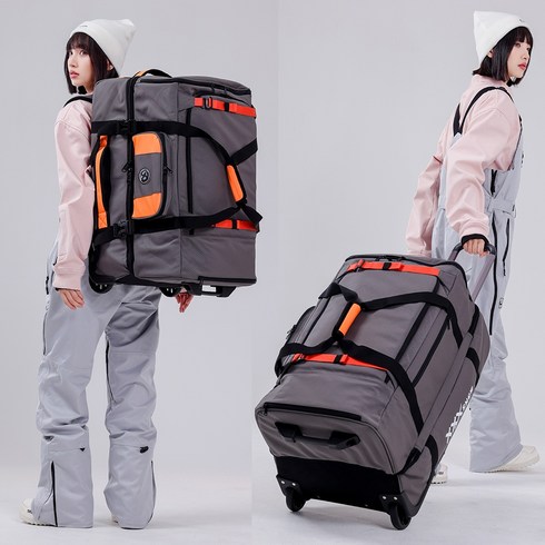 2024년 가성비 최고 엣지백라이트 - 스노우보드휠백 백팩 대용량 엣지백 보드백팩 캐리어, 라이트 그레이 핑크 100L