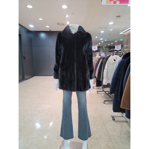 [GEO FUR] 천연모피 휘메일 풀스킨 밍크 볼륨 카라 하프 코트_G204SHC0070