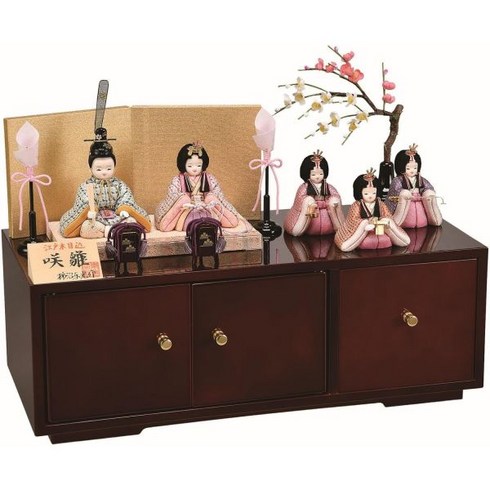 히나인형 - 1717264 히나마츠리 인형 헤이안 도요히사 수납 장식 5인장식 나뭇결무늬 사키히나 히나인형 3개월인형 카키누마 도코 HI-131p57, 1개