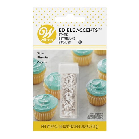 Wilton Edible Silver Glitter Star Sprinkles 윌튼 베이킹 식용 스프링클 실버스타 1.1g, 1개