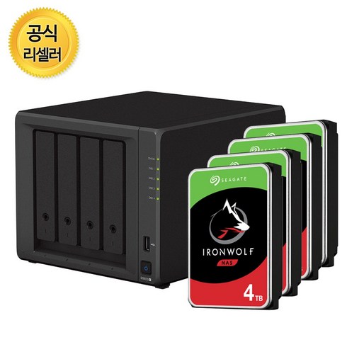 시놀로지 나스 정품 DS923+ NAS 4베이 HDD 씨게이트 하드 패키지, DS923+ 아이언울프 4TB x 4