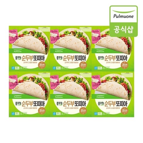 두부또띠아 - 풀무원 [G][풀무원] 순두부 또띠아 8인치 225g(5입)x6봉 총30입, 225g, 6개